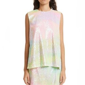 Stine Goya Drisha Rainbow Pastel Sequin Embellished Multicolor Shift Top M